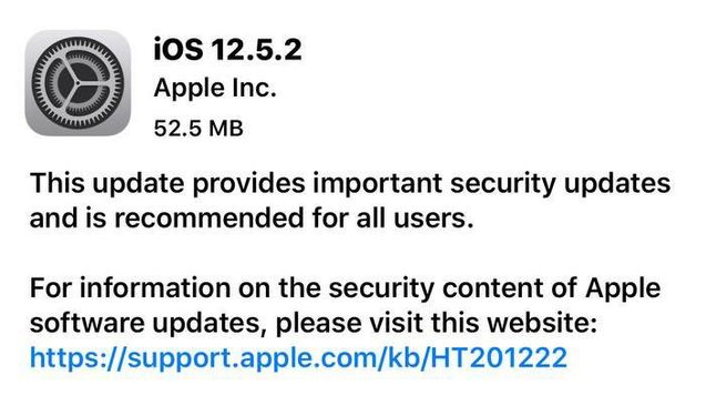 源汇苹果手机维修分享iOS12.5.2发布，建议所有老苹果用户安装 